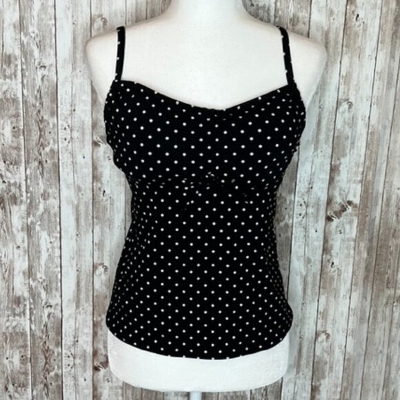 Lands End Black & White Tankini Top with Underwire size 8 - Picture 1 of 5